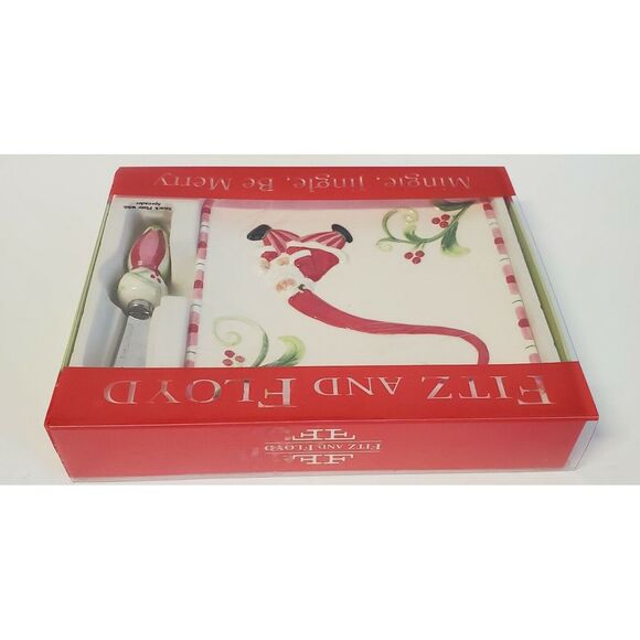 Fitz & Floyd Mingle, Jingle, Be Merry 6" Snack Plate and Spreader 2006 NEW - Picture 5 of 9